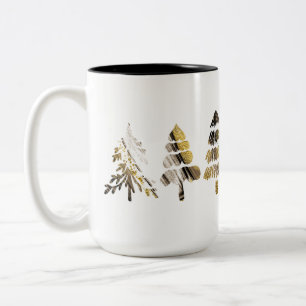 Holiday Blessing Purple Gold & Black Trees Photo Two-Tone Coffee Mug