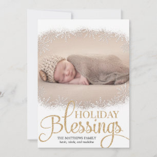 Holiday Blessings Holiday Photo Cards - White