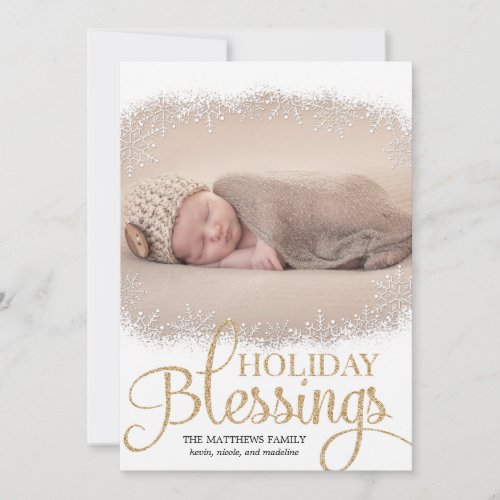 Holiday Blessings Holiday Photo Cards _ White