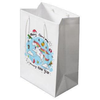 Holiday Blessings Unicorn Christmas Gift Bags