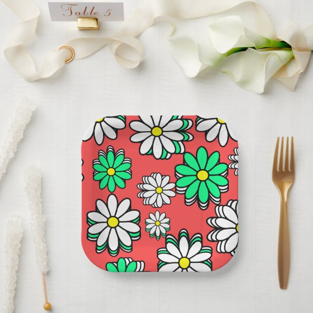 Holiday Bloom: Festive Red & Green Paper Plates (Wedding)