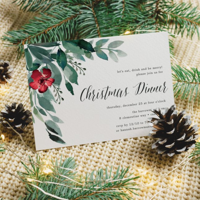 Holiday Blossoms | Christmas Dinner Invitation (Creator Uploaded)