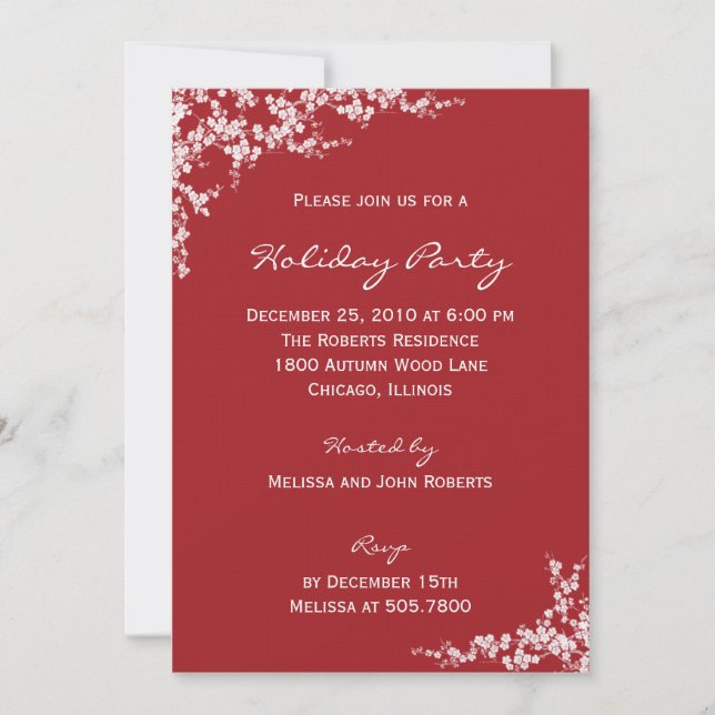 Holiday Blossoms Holiday Party Invitations (Front)
