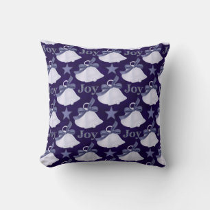 Holiday Blue Bells Design 5 Throw Pillow