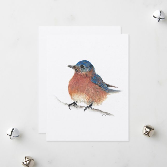 Holiday Blue Bird Card (Front/Back In Situ)