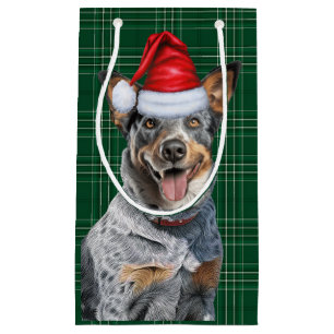 Holiday Blue Heele Festive Holiday Plaid Christmas Small Gift Bag