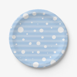 Holiday Blue Snow &amp; Stripes Polka Dot Plates