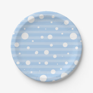 Holiday Blue Snow & Stripes Polka Dot Plates