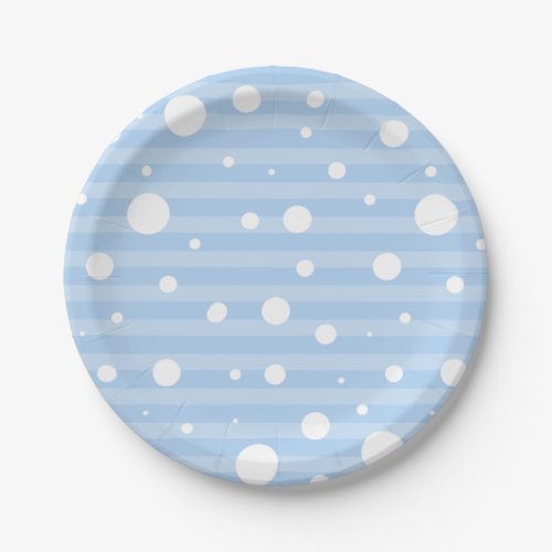 Holiday Blue Snow  Stripes Polka Dot Plates