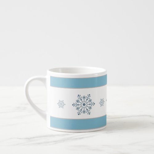 Holiday Blue Stripe Snowflake Espresso Mug