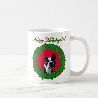 Holiday Boston terrier mug