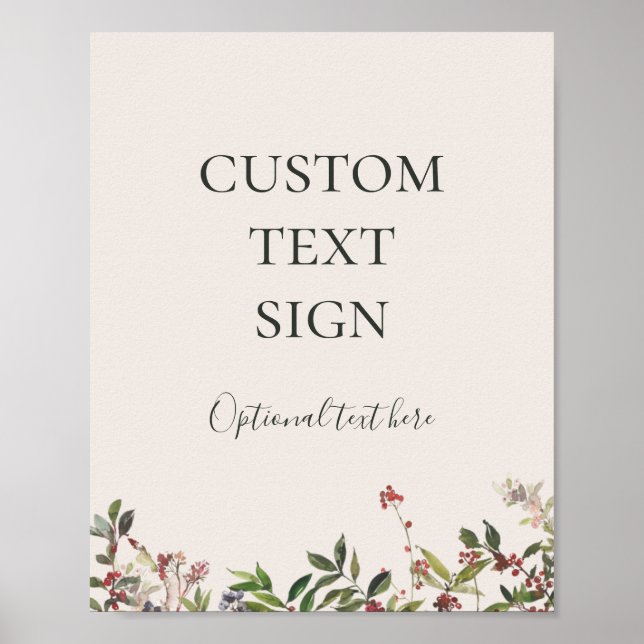 Holiday Botanical Champagne Cards and Gifts Custom Poster (Front)