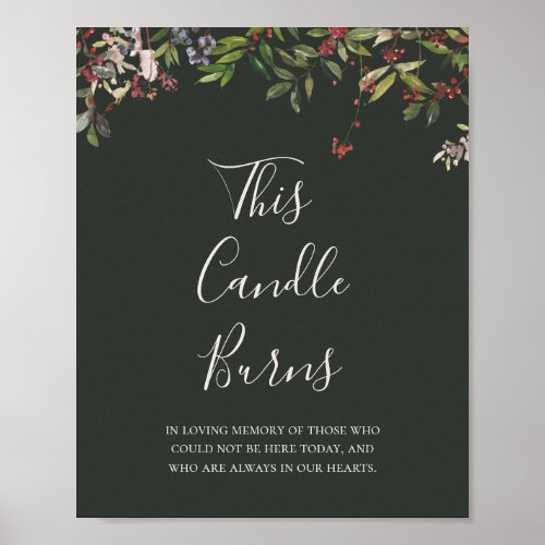 Holiday Botanical  Dark Green This Candle Burns Poster