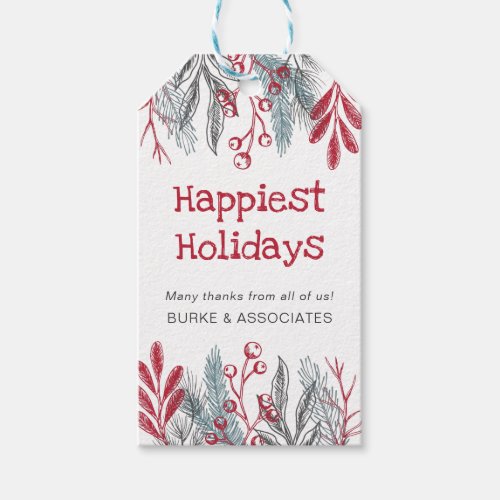 Holiday Botanical Greenery Personalized Business Gift Tags