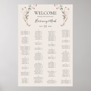 Holiday Botanical Ivory Alphabetical Seating Chart