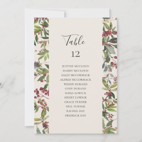 Holiday Botanical Ivory Table Number Seating Chart