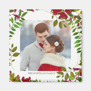 Holiday Botanical Photo and Name Magnet