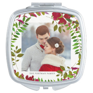 Holiday Botanical Photo and Name Mirror