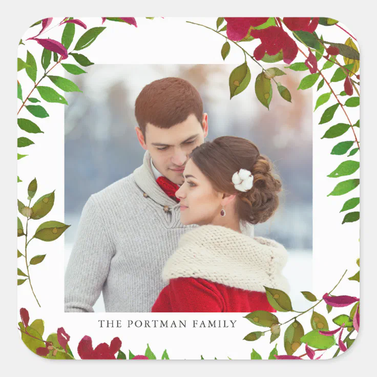 Holiday Botanical Photo Christmas Sticker