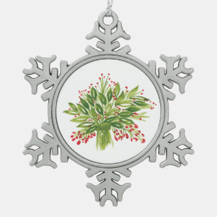Holiday Bouquet Snowflake Pewter Christmas Ornament