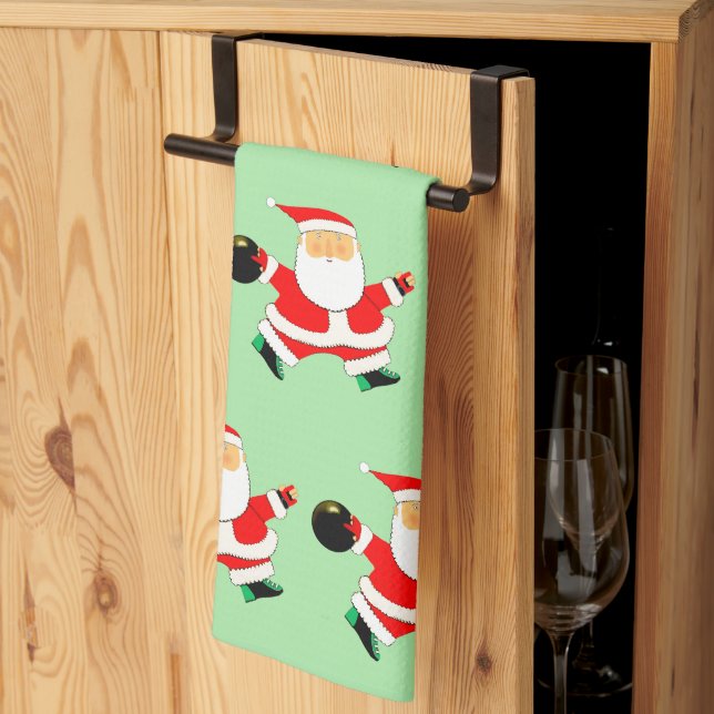 Holiday Bowl Bowling Gifts Kitchen Towel (Thirds Fold)