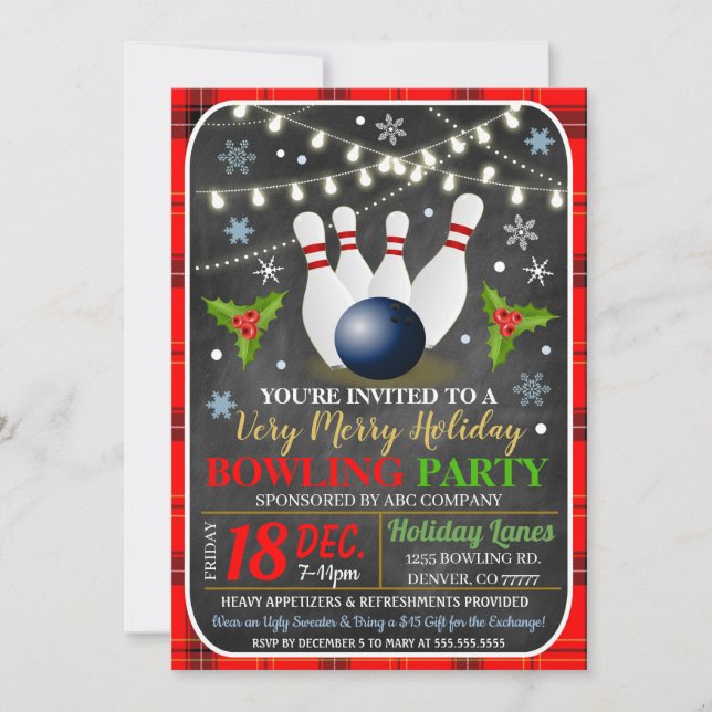 Holiday Bowling Party Invitation (Front)