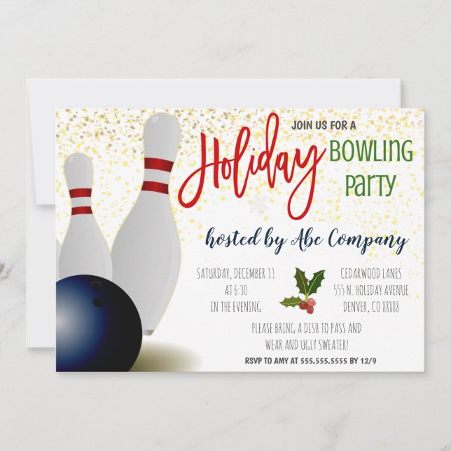 Holiday Bowling Party Invitation (Front)