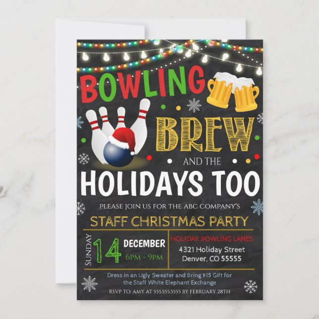 Holiday Bowling Party Invitation (Front)