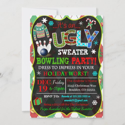 Holiday Bowling Party Invitation