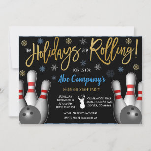 Holiday Bowling Party Invitation, Corporate Invitation