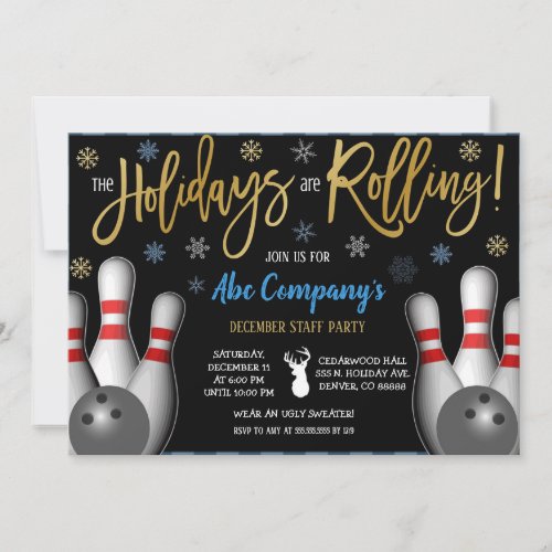 Holiday Bowling Party Invitation Corporate Invitation