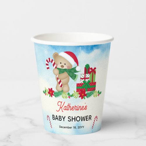 Holiday Boy Bear Bearly Wait Baby Shower Paper Cups