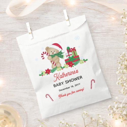 Holiday Boy Bear Bearly Wait Baby Shower Thank You Favor Bag