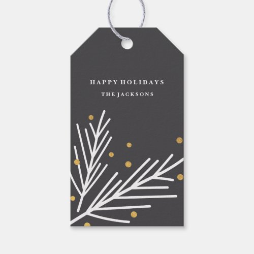 Holiday branch faux foil gift tags