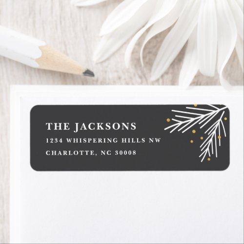 Holiday branch faux foil return address label