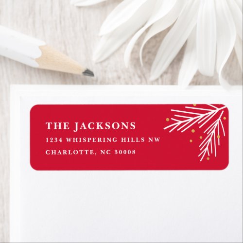 Holiday branch faux foil return address label