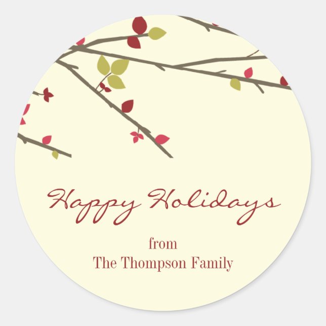 Holiday Branches Holiday Favor Stickers (Front)