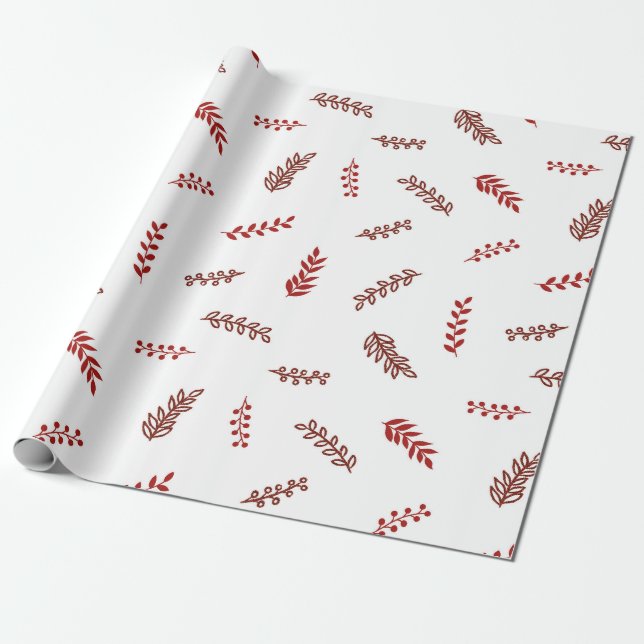 Holiday branches wrapping paper (Unrolled)