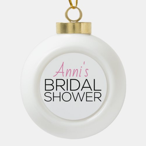 Holiday Bridal Shower Favor Ceramic Ball Christmas Ornament