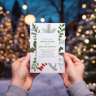 Holiday Bridal Shower Invitation, Christmas Wreath