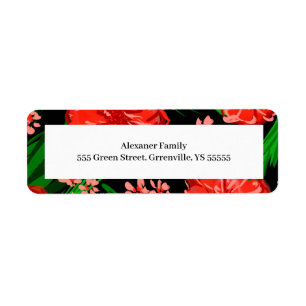 Holiday Bright Floral Border Framed Address Label