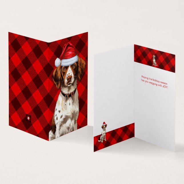 Holiday Brittany Spaniel Dog Red Plaid Christmas (Inside and Outside)