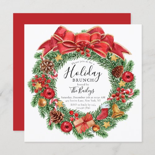 Holiday Brunch  Christmas Brunch Chic Floral Invitation