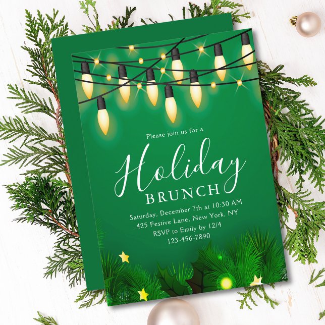 Holiday Brunch Christmas Brunch Chic Floral Invitation (Creator Uploaded)