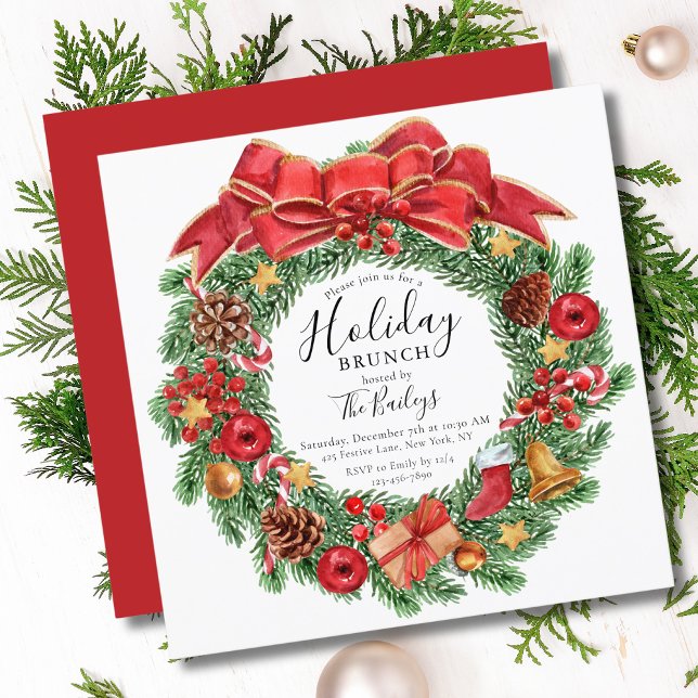 Holiday Brunch | Christmas Brunch Chic Floral Invitation (Creator Uploaded)