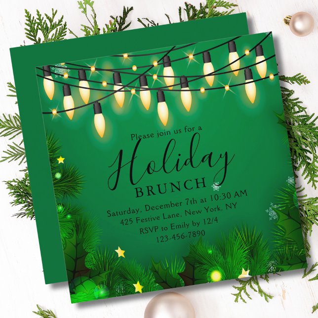Holiday Brunch Christmas Brunch Chic Floral Invitation (Creator Uploaded)