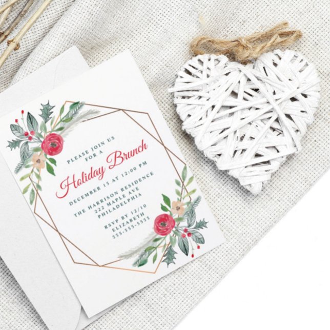 Holiday Brunch Greenery Watercolor Party Invitation (Creator Uploaded)