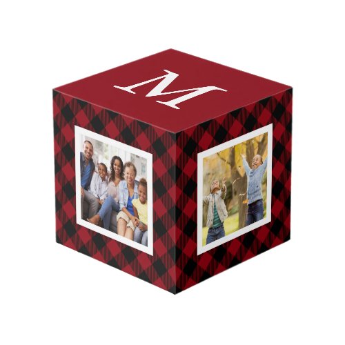 Holiday Buffalo Plaid Monogram Family Cube