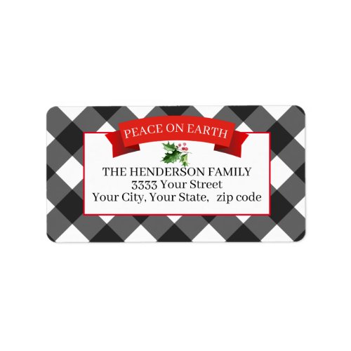 Holiday Buffalo Plaid Red Black Return Address  Label