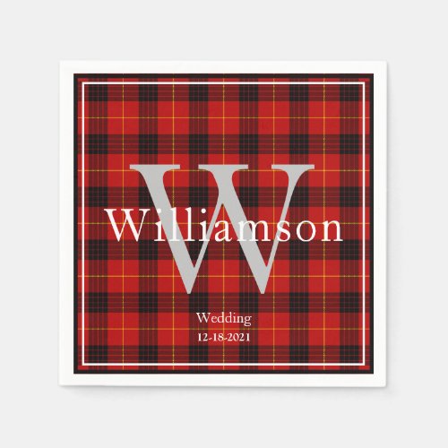 Holiday Buffalo plaid with name and logo Napkins